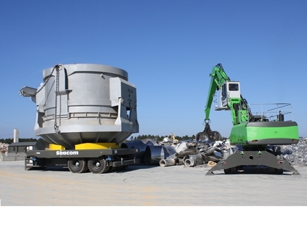 Material handling with a roll trailer with weighing system for 200 tons